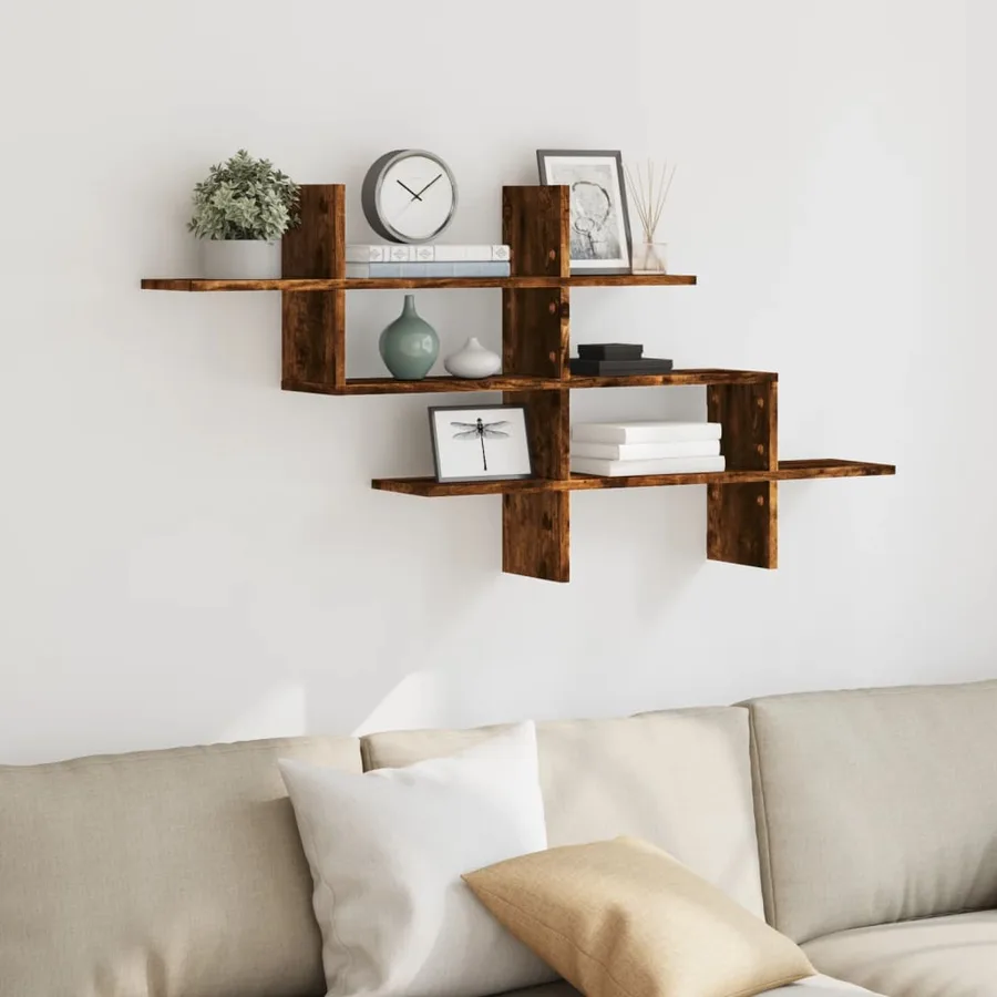 Étagère murale chêne fumé 124,5x18x60,5 cm bois d'ingénierie - 3