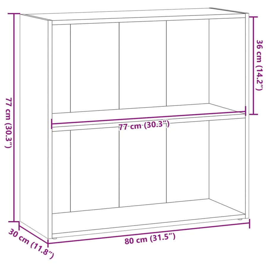 Bibliothèque chêne artisanal 80x30x77 cm bois d'ingénierie - 8