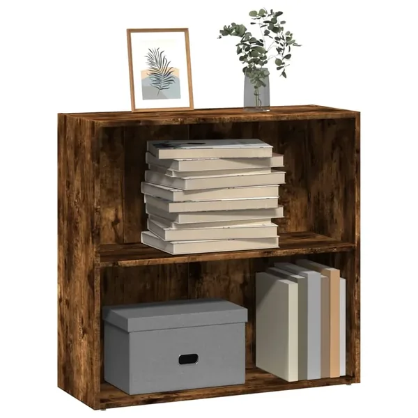Bibliothèque chêne fumé 80x30x77 cm bois d'ingénierie