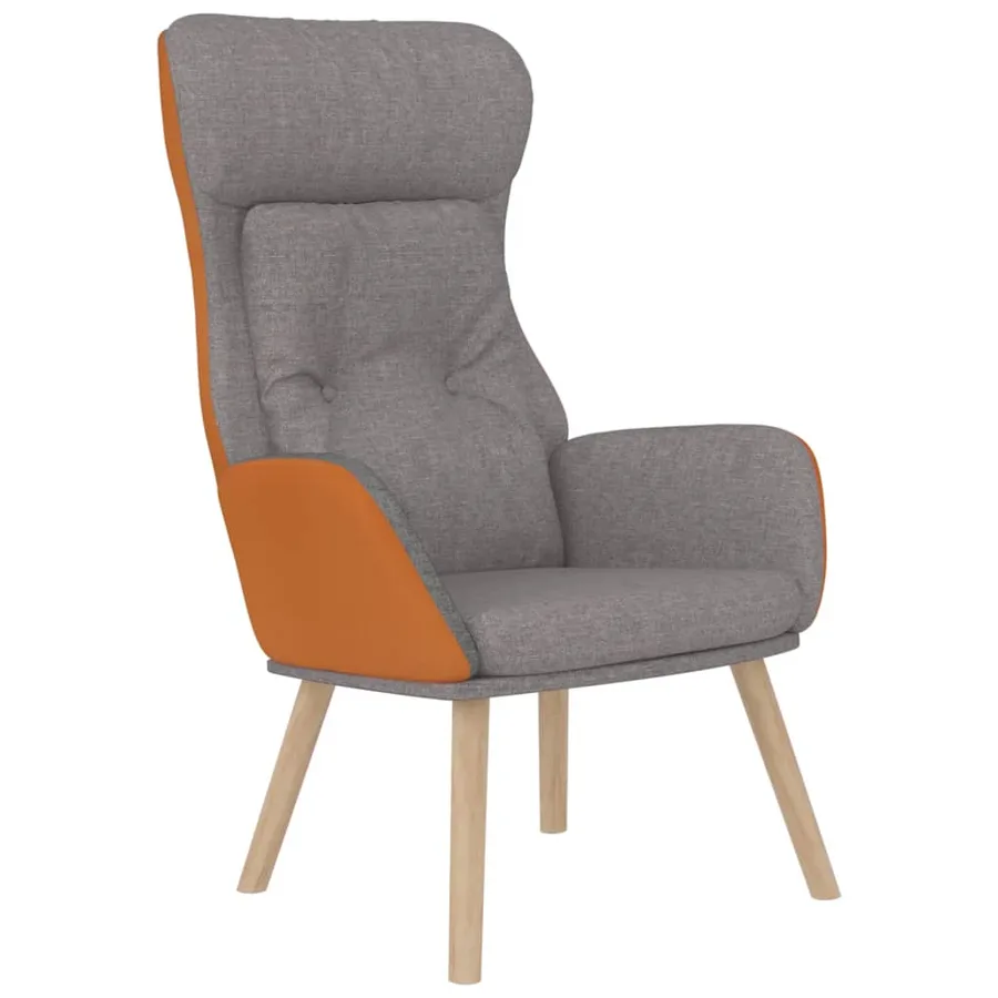Chaise de relaxation repose-pied Gris clair Similicuir et tissu - 4