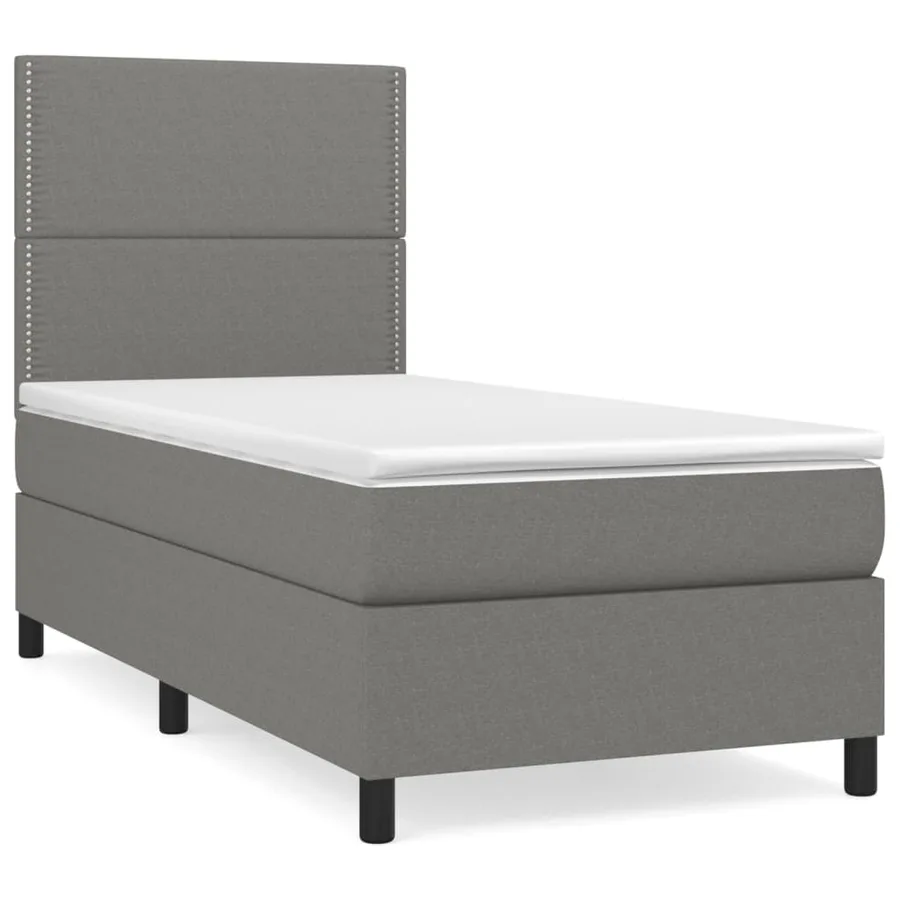 Sommier à lattes de lit avec matelas Gris foncé 90x200 cm Tissu - 2