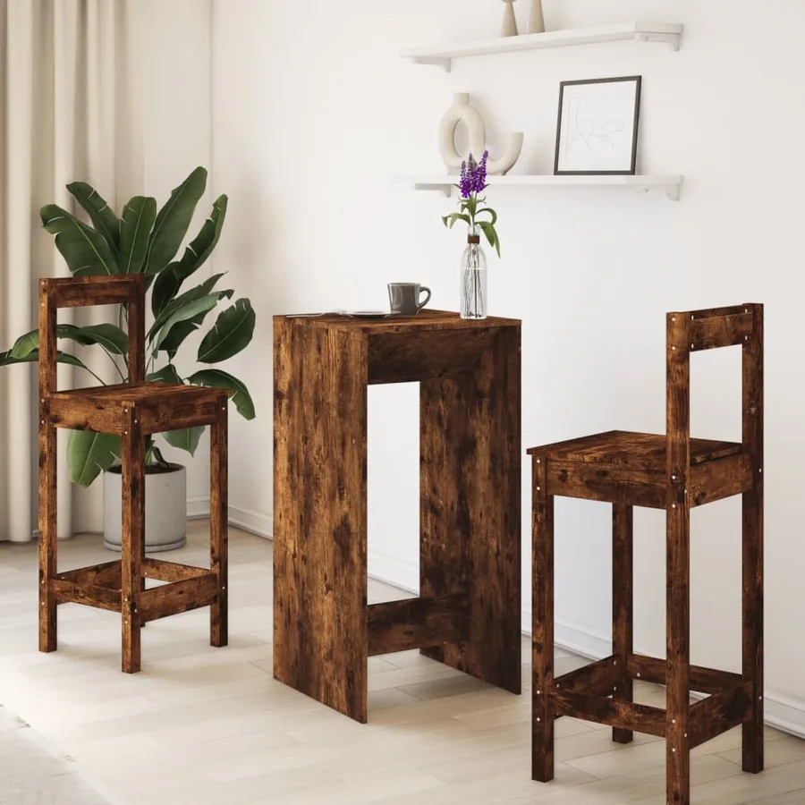 Table de bar chêne fumé 51x50x103,5 cm bois d'ingénierie - 3