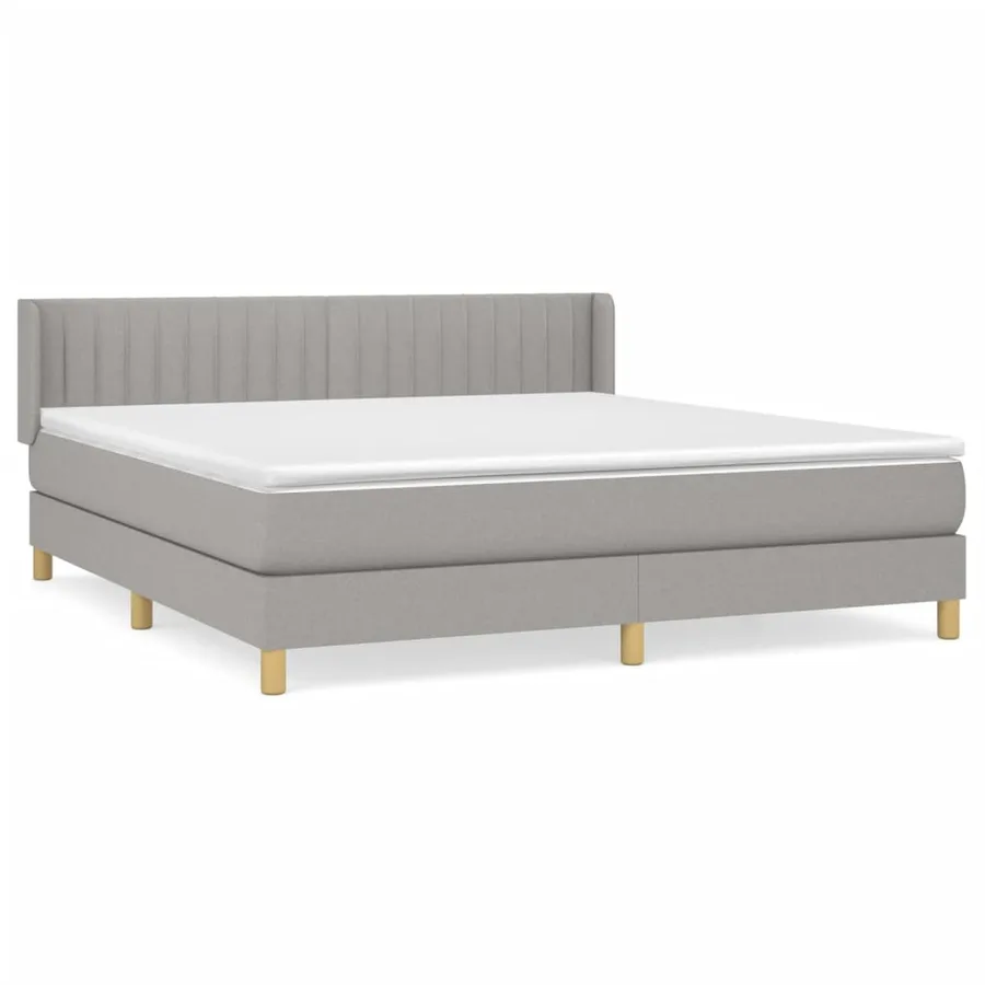 Sommier à lattes de lit avec matelas Gris clair 180x200cm Tissu - 2