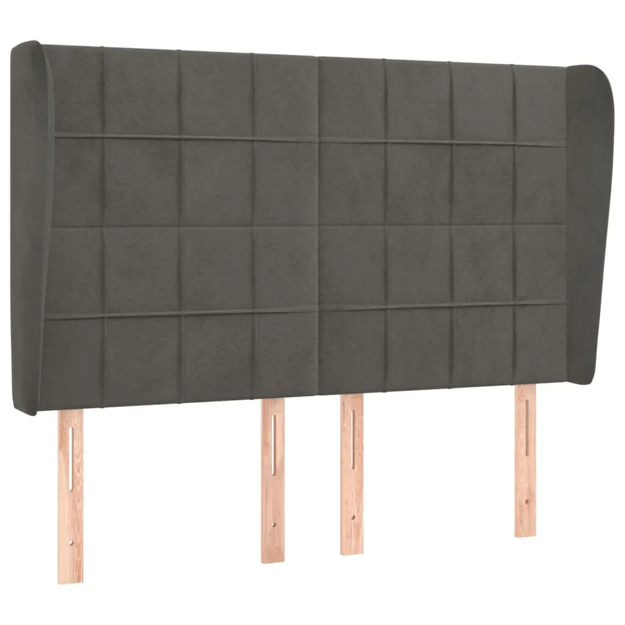 Tête de lit avec oreilles Gris foncé 147x23x118/128 cm Velours - 2