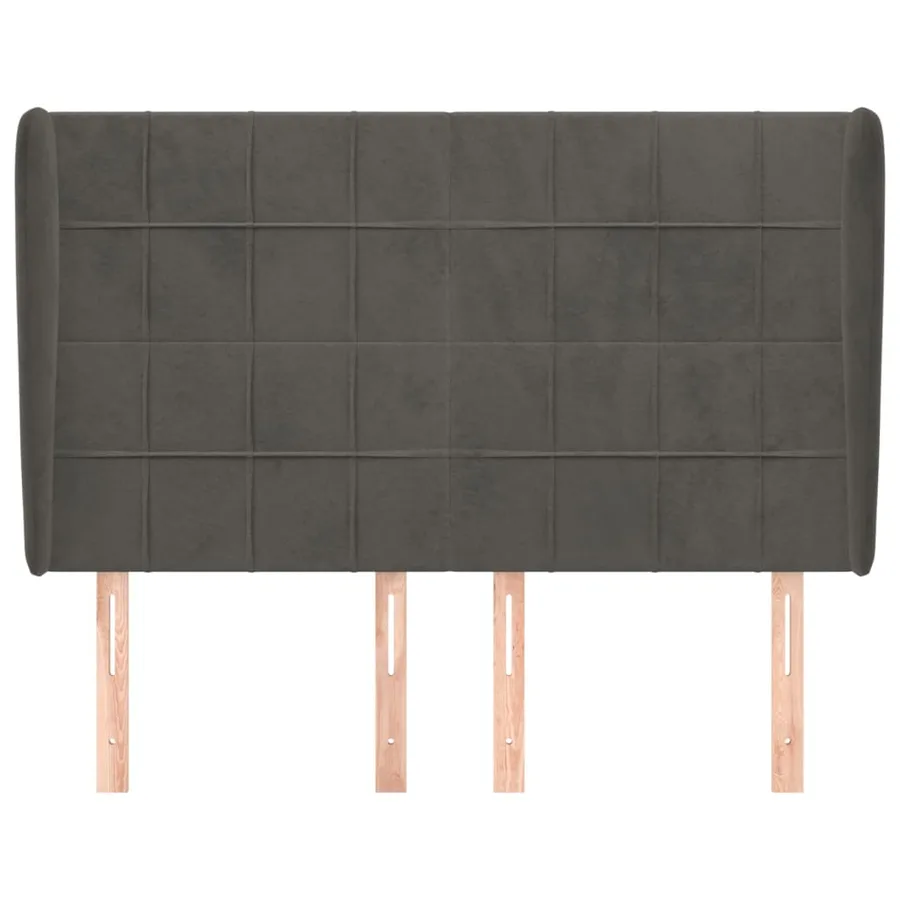 Tête de lit avec oreilles Gris foncé 147x23x118/128 cm Velours - 3