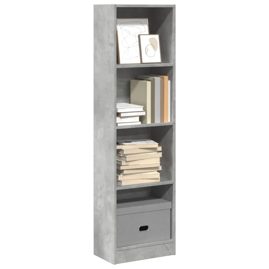 Bibliothèque gris béton 40x24x143 cm bois d'ingénierie