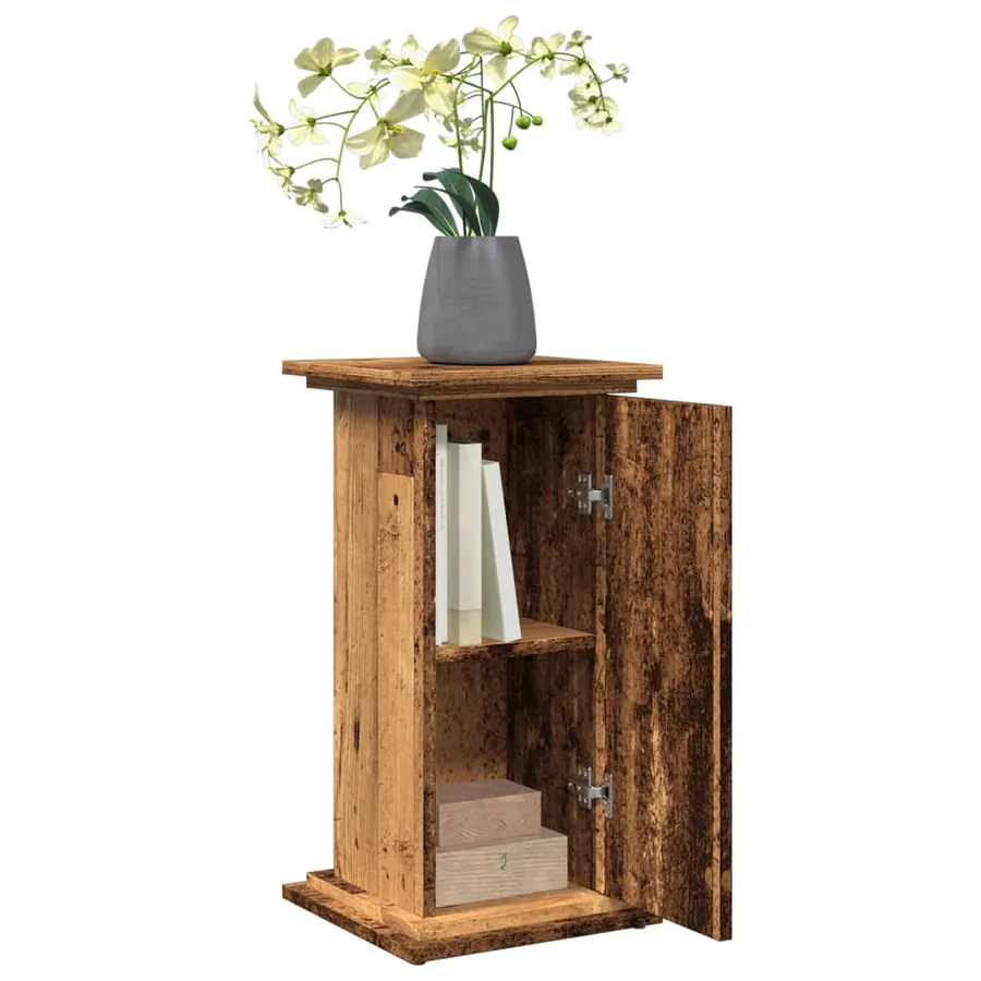 Piédestal avec rangement vieux bois bois d'ingénierie - 4