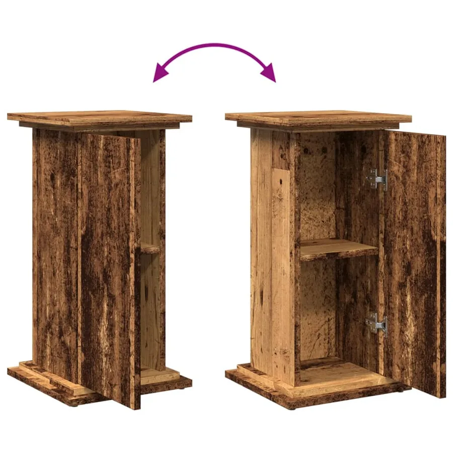 Piédestal avec rangement vieux bois bois d'ingénierie - 9