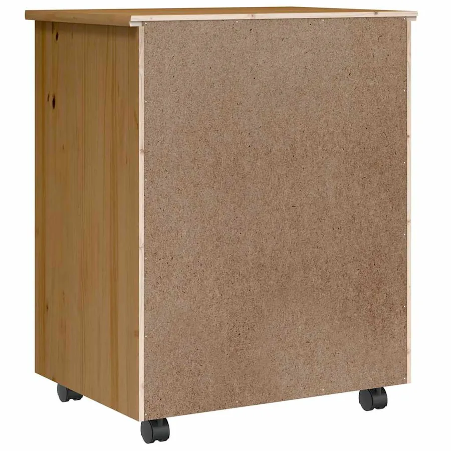 Armoire roulante avec tiroirs MOSS bois de pin marron miel - 5