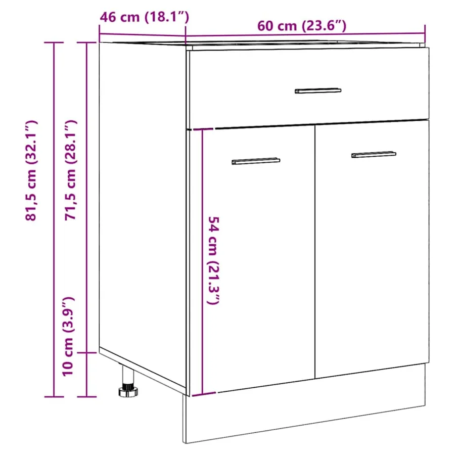 Armoire à tiroirs "Lyon" Chêne artisanal 60 x 46 x 81,5 cm Bois d'ingénierie - 11