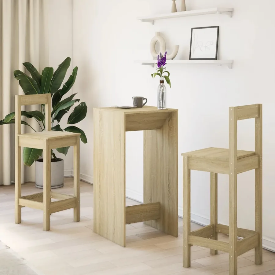 Table de bar chêne sonoma 51x50x103,5 cm bois d'ingénierie - 3