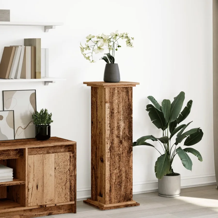 Piédestal avec rangement vieux bois bois d'ingénierie