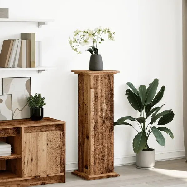 Piédestal avec rangement vieux bois bois d'ingénierie