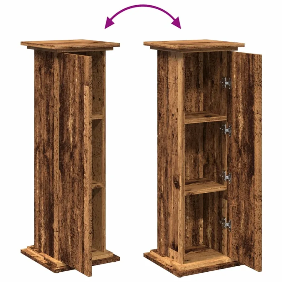 Piédestal avec rangement vieux bois bois d'ingénierie - 9
