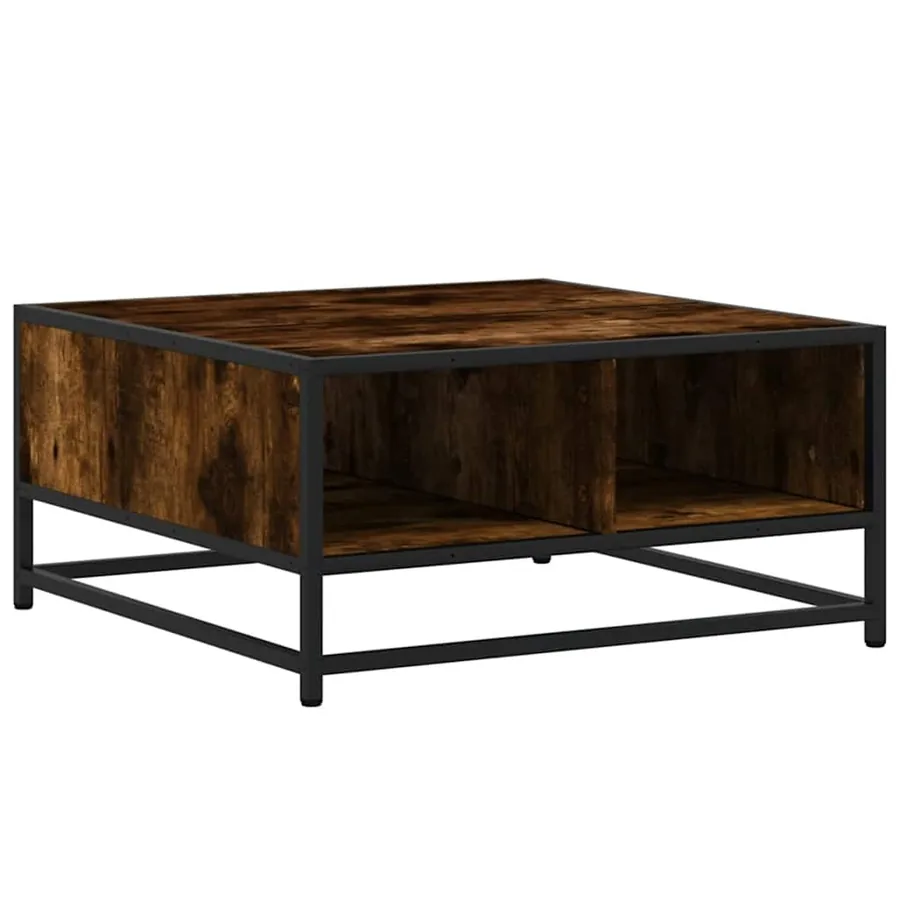 Table basse chêne fumé 60,5x60,5x30 cm bois d'ingénierie/métal - 2
