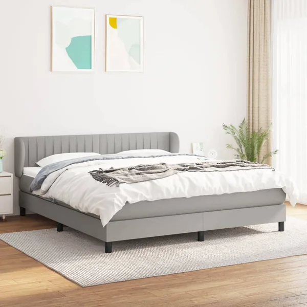 Sommier à lattes de lit avec matelas Gris clair 180x200cm Tissu