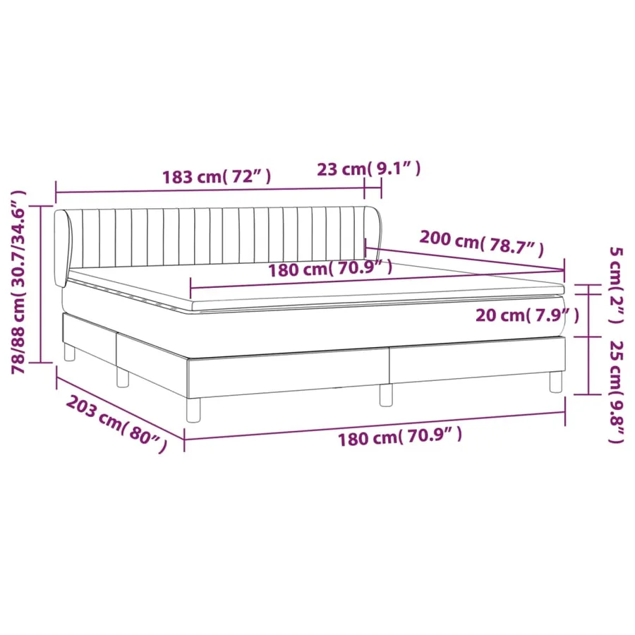 Sommier à lattes de lit avec matelas Gris clair 180x200cm Tissu - 7