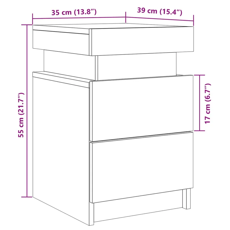 Tables de chevet avec LED 2 pcs vieux bois bois d'ingénierie - 16