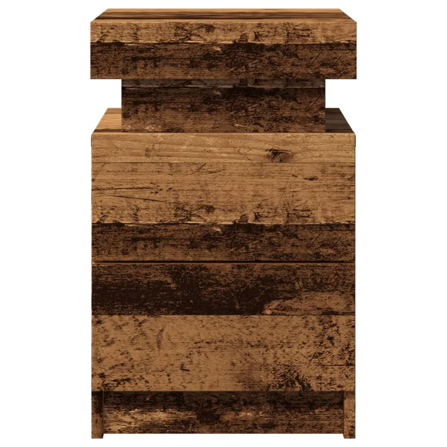 Tables de chevet avec LED 2 pcs vieux bois bois d'ingénierie - 6