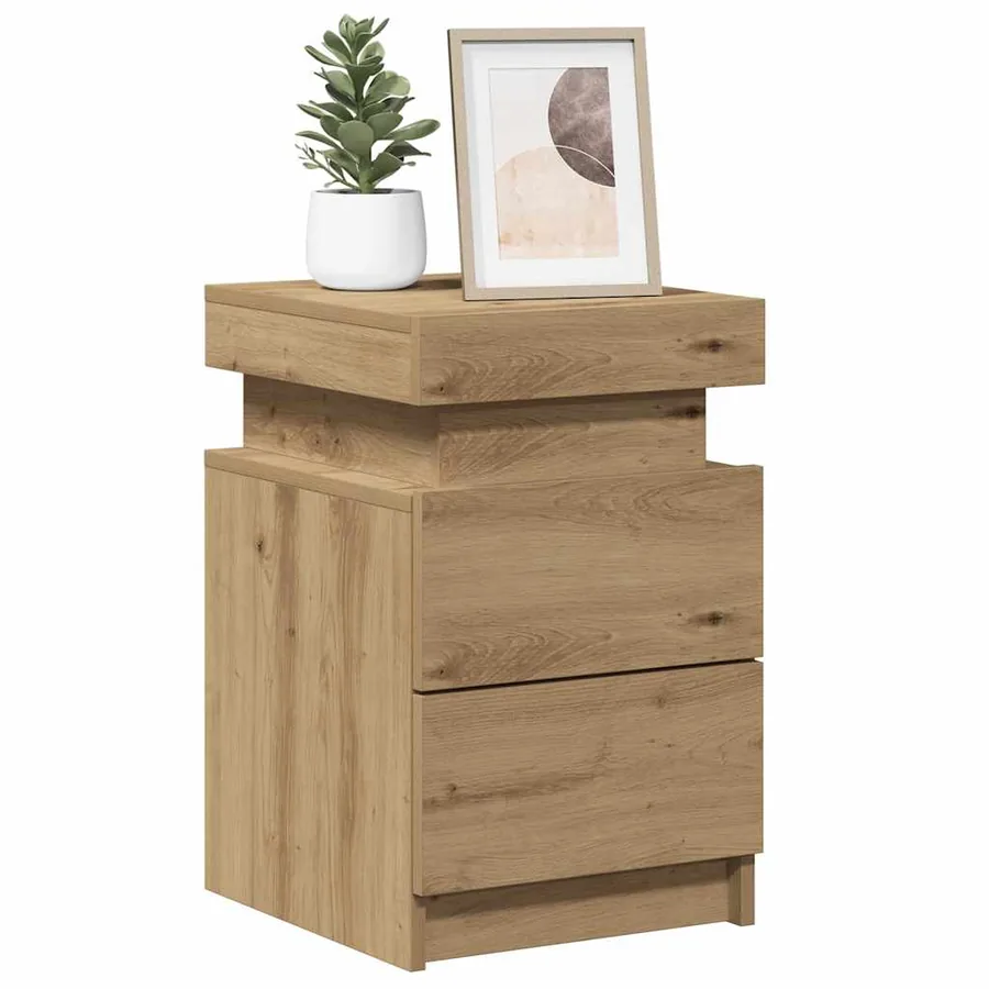 Tables de chevet avec LED 2 pcs chêne artisanal bois ingénierie - 14