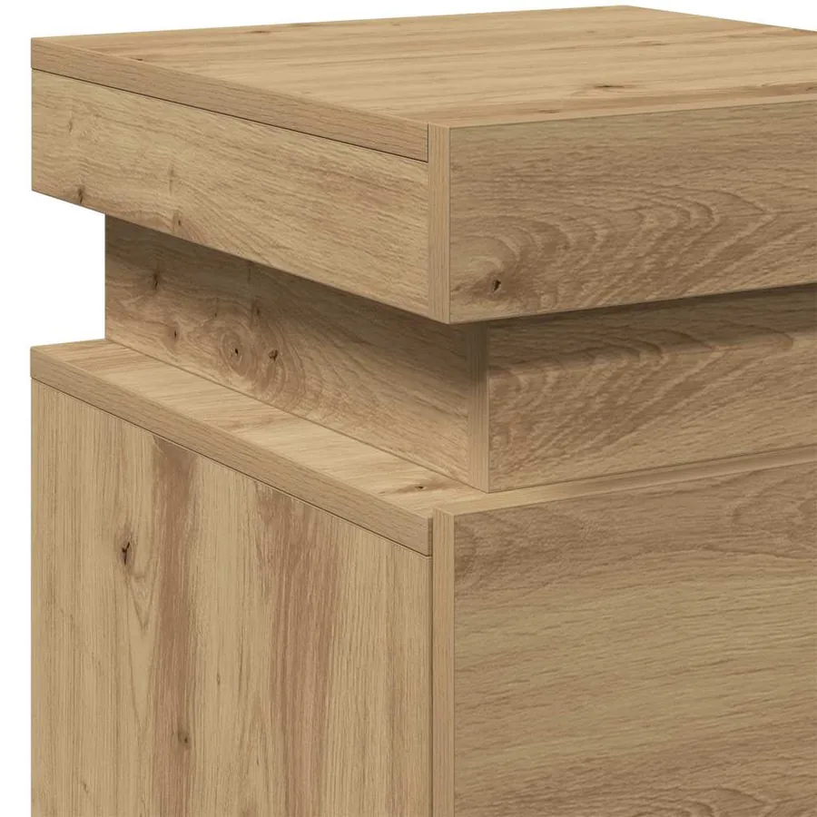 Tables de chevet avec LED 2 pcs chêne artisanal bois ingénierie - 8