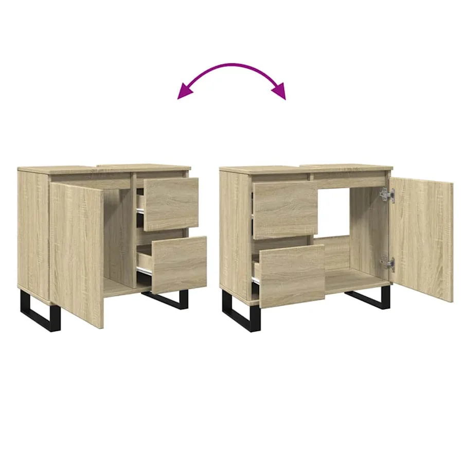 Armoire salle de bain chêne sonoma 65x33x60 cm - 7
