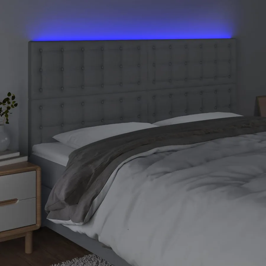 Tête de lit à LED Gris clair 160x5x118/128 cm Tissu - 3