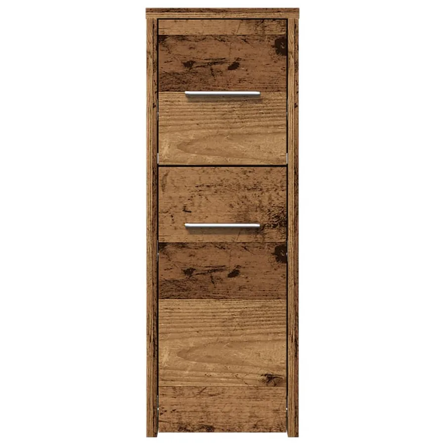 Armoire de salle de bain étroite avec roulettes vieux bois - 4