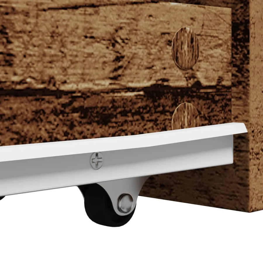 Armoire de salle de bain étroite avec roulettes vieux bois - 8