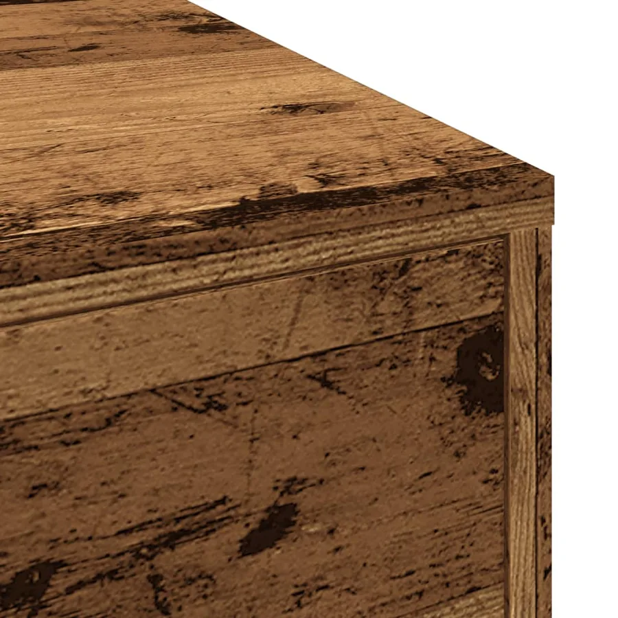 Armoire de salle de bain étroite avec roulettes vieux bois - 9