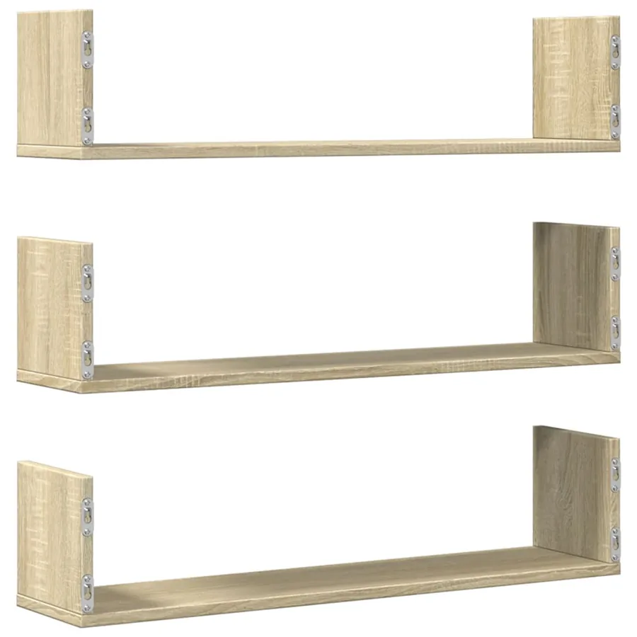 Étagères murales 3pcs chêne sonoma 80x18x18cm bois d'ingénierie - 6
