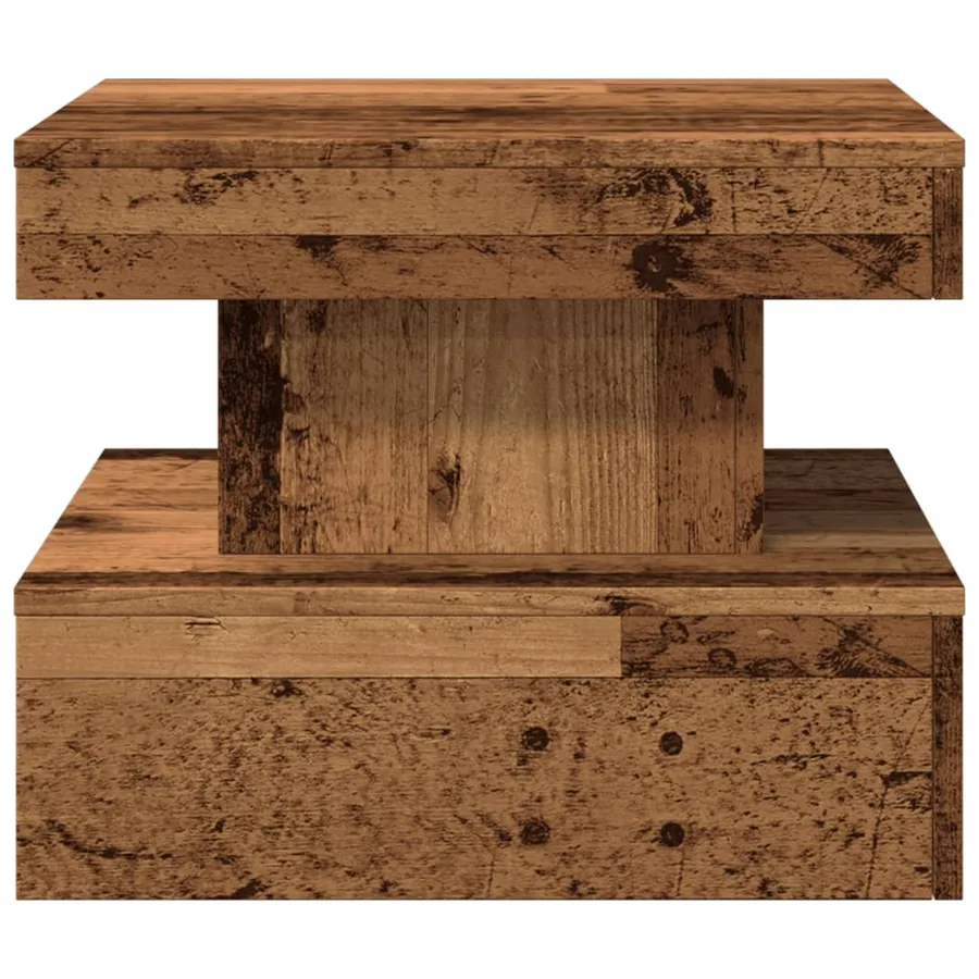 Table basse avec lumières LED vieux bois 50x50x40 cm - 6