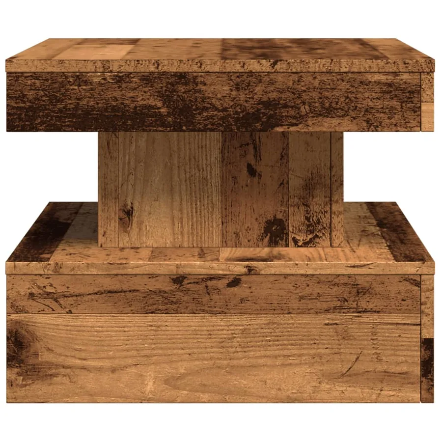 Table basse avec lumières LED vieux bois 50x50x40 cm - 7