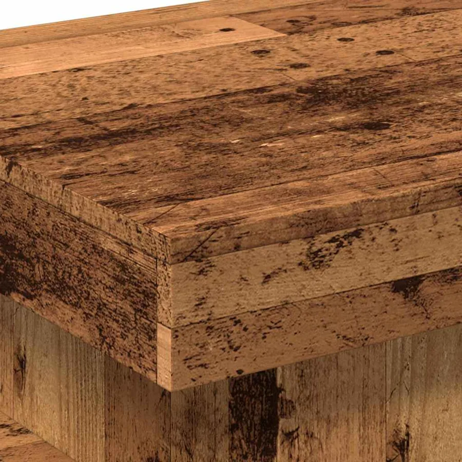 Table basse avec lumières LED vieux bois 50x50x40 cm - 9
