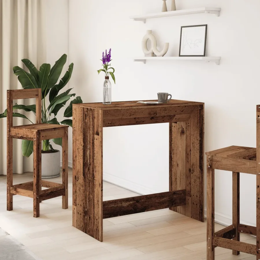 Table de bar vieux bois 102x50x103,5 cm bois d'ingénierie - 3