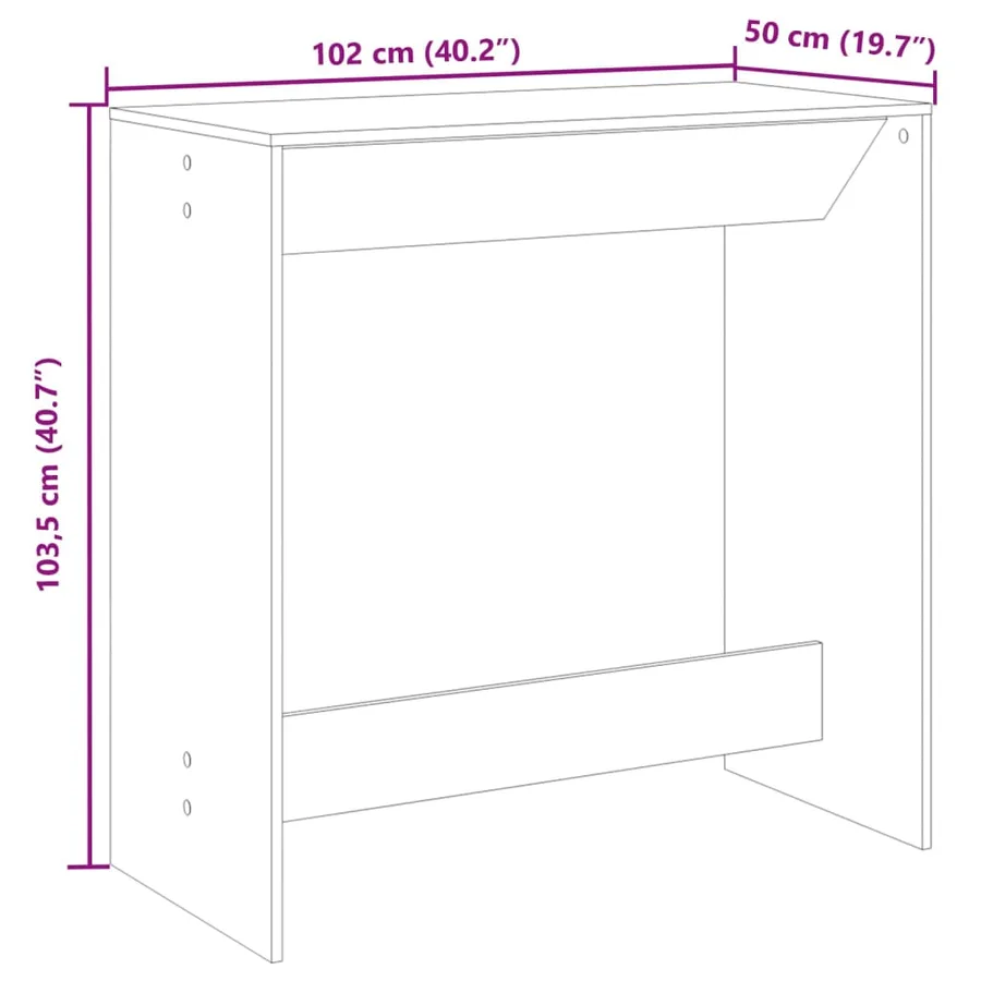 Table de bar chêne sonoma 102x50x103,5 cm bois d'ingénierie - 9