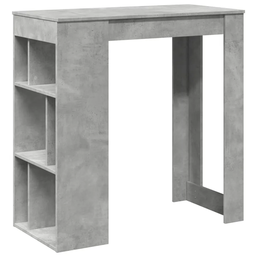 Table de bar avec étagères gris béton bois d'ingénierie - 2
