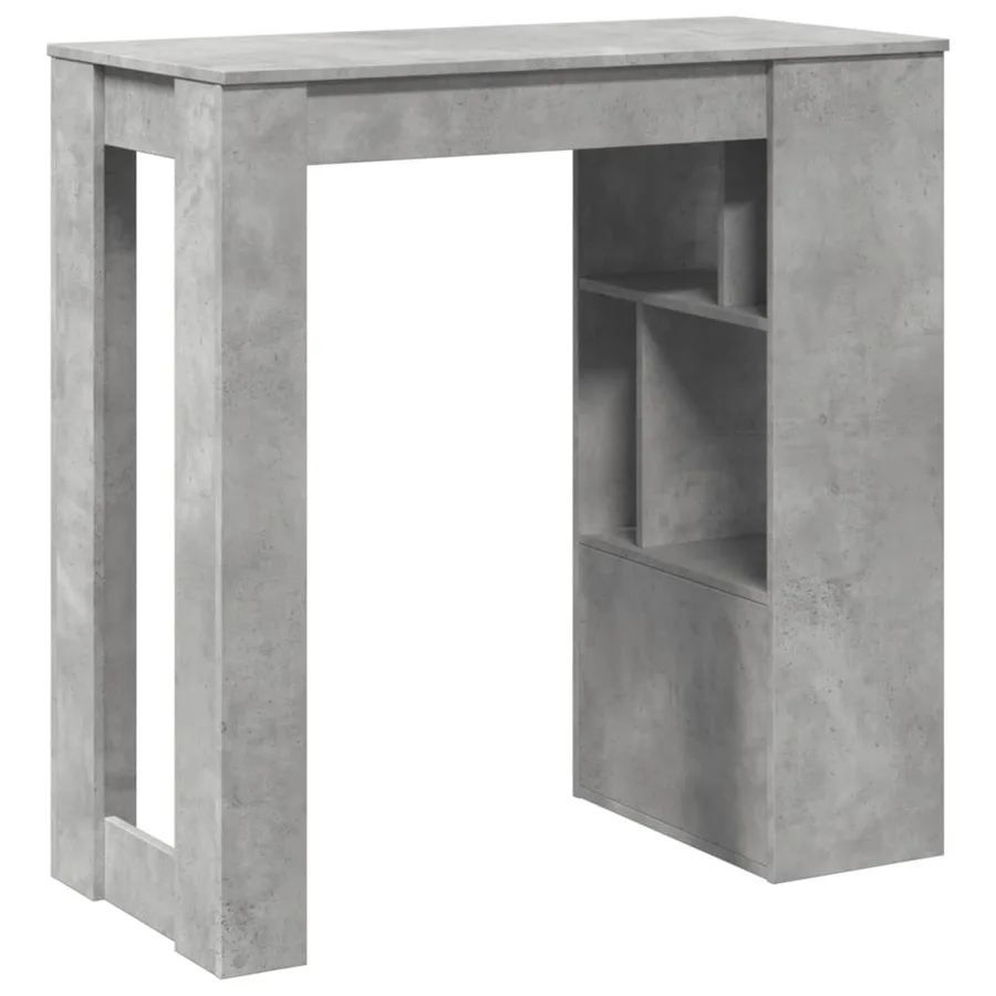 Table de bar avec étagères gris béton bois d'ingénierie - 6