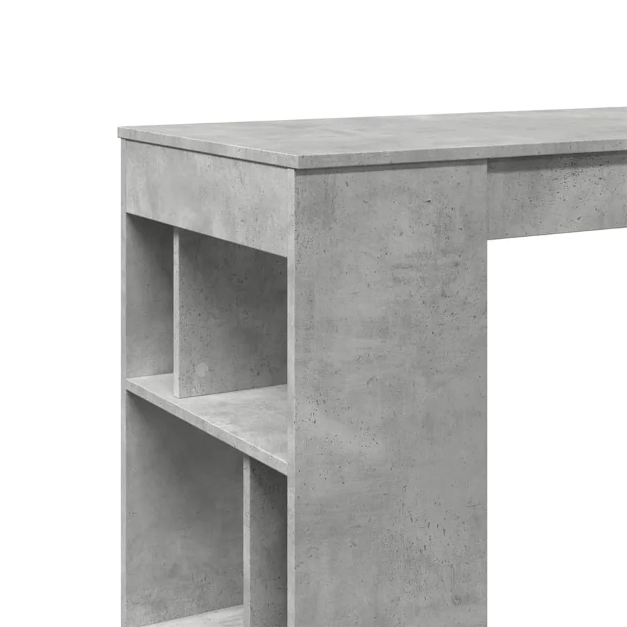 Table de bar avec étagères gris béton bois d'ingénierie - 7
