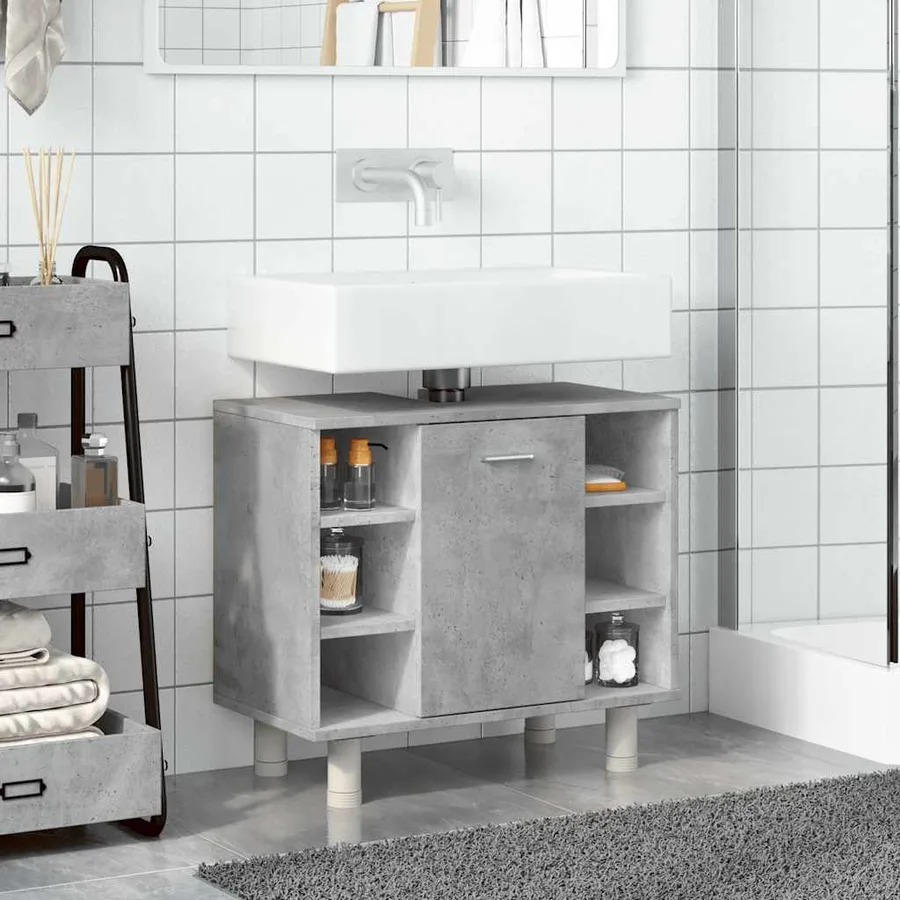 Armoire de salle de bain Gris béton 60x32x53,5 cm Aggloméré - 3