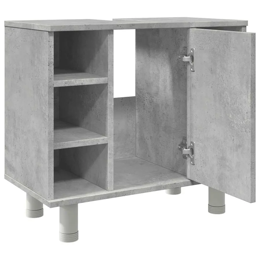 Armoire de salle de bain Gris béton 60x32x53,5 cm Aggloméré - 9