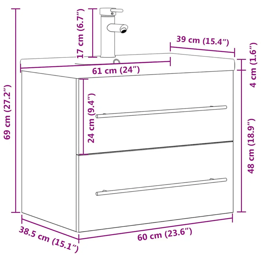 Ensemble de meubles de salle de bain 2 pcs gris béton - 10