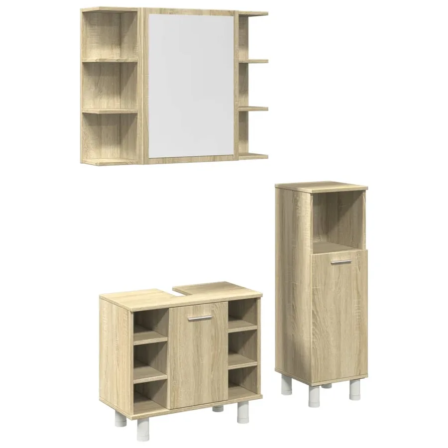 Ensemble de meubles de salle de bain 3 pcs chêne sonoma - 2