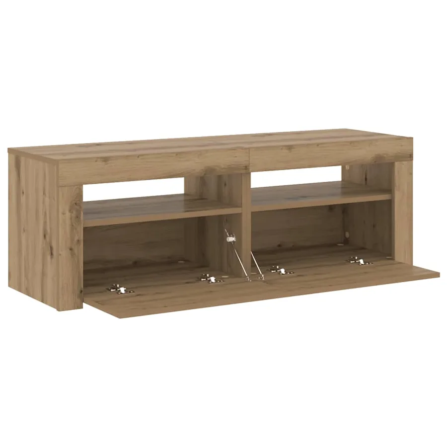 Meuble TV avec lumières LED chêne artisanal bois d'ingénierie - 10