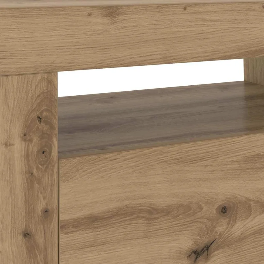 Meuble TV avec lumières LED chêne artisanal bois d'ingénierie - 11