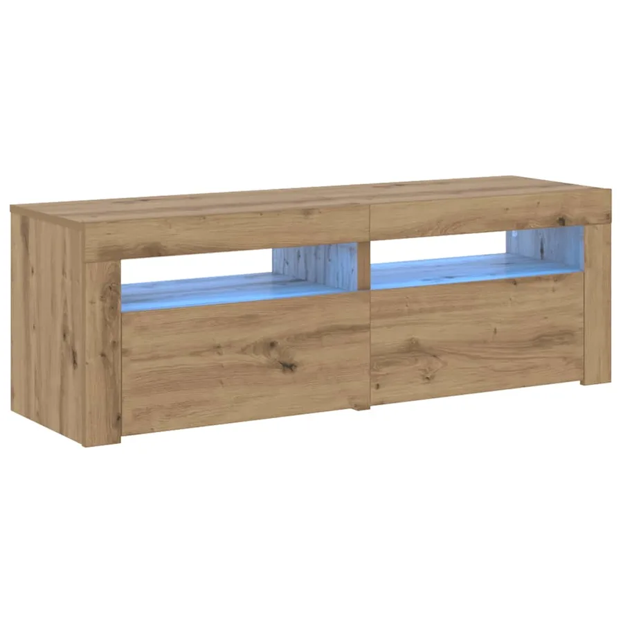 Meuble TV avec lumières LED chêne artisanal bois d'ingénierie - 2