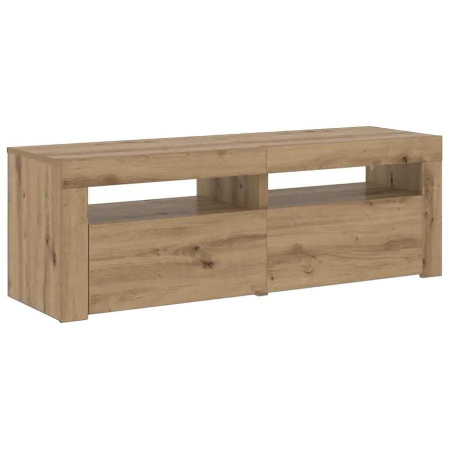 Meuble TV avec lumières LED chêne artisanal bois d'ingénierie - 7