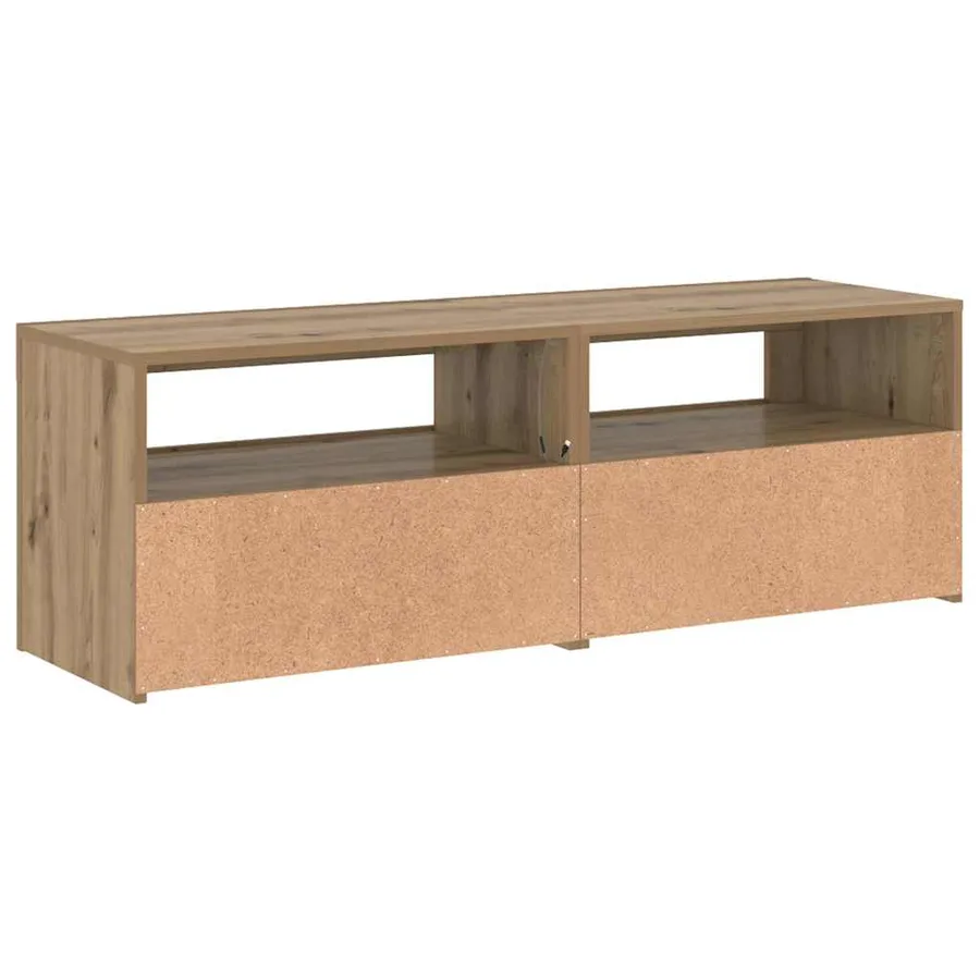 Meuble TV avec lumières LED chêne artisanal bois d'ingénierie - 9