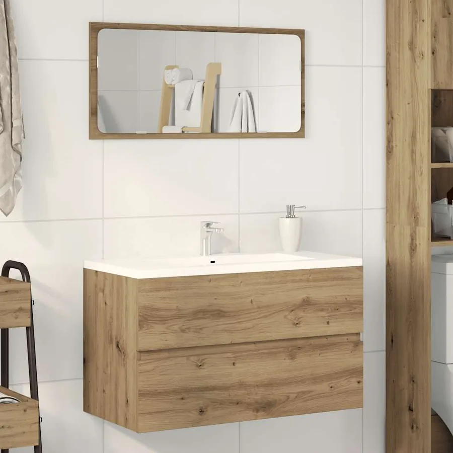Armoire de salle de bain suspendue chêne artisanal 80x38,5x45cm