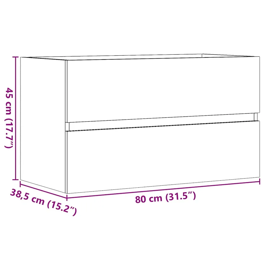 Armoire de salle de bain suspendue chêne artisanal 80x38,5x45cm - 11